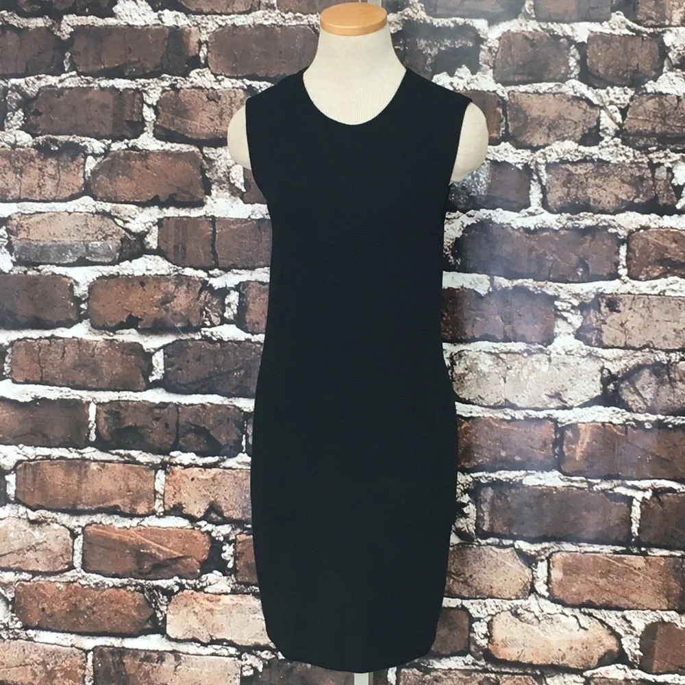 Vince Dress Sleeveless Sheath Black Bodycon Small